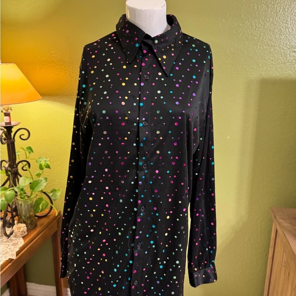 Colorful Polka Dot Button-Up Shirt - Picture 8 of 9